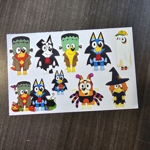 Easy peel halloween bluie sticker set